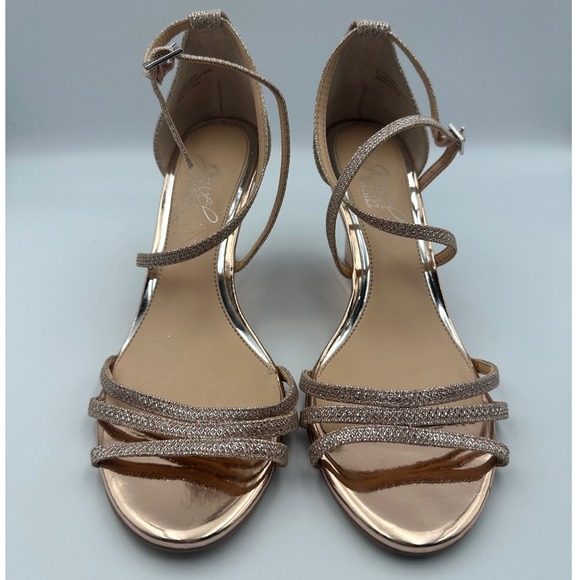 Jewel by Badgley Mischka Rose Metallic Gold Jewel Strappy Wedge Womens Size 7.5 - Picture 1 of 5